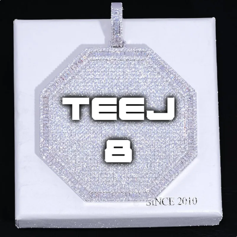 CUSTOM LETTER NECKLACE 3D BIG OCTAGON sold by The GUU Shop