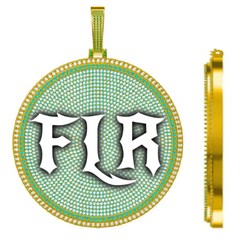 CUSTOM LETTER NECKLACE 3D BIG DISC sold by The GUU Shop