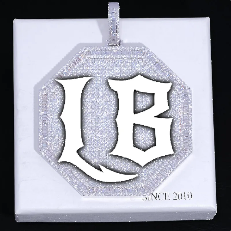 CUSTOM LETTER NECKLACE 3D BIG OCTAGON sold by The GUU Shop