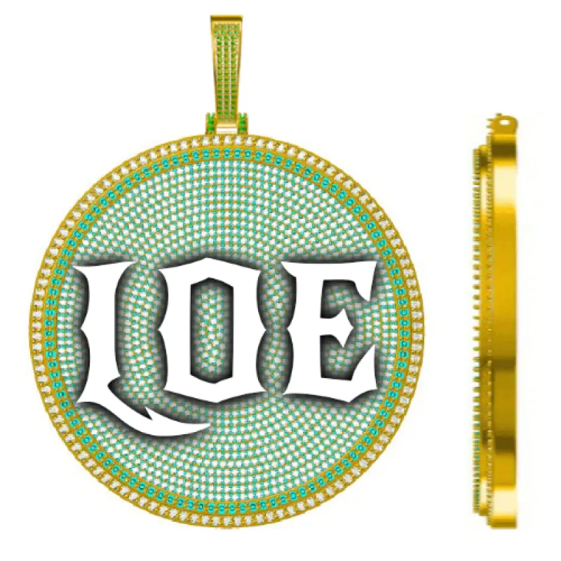 CUSTOM LETTER NECKLACE 3D BIG DISC sold by The GUU Shop