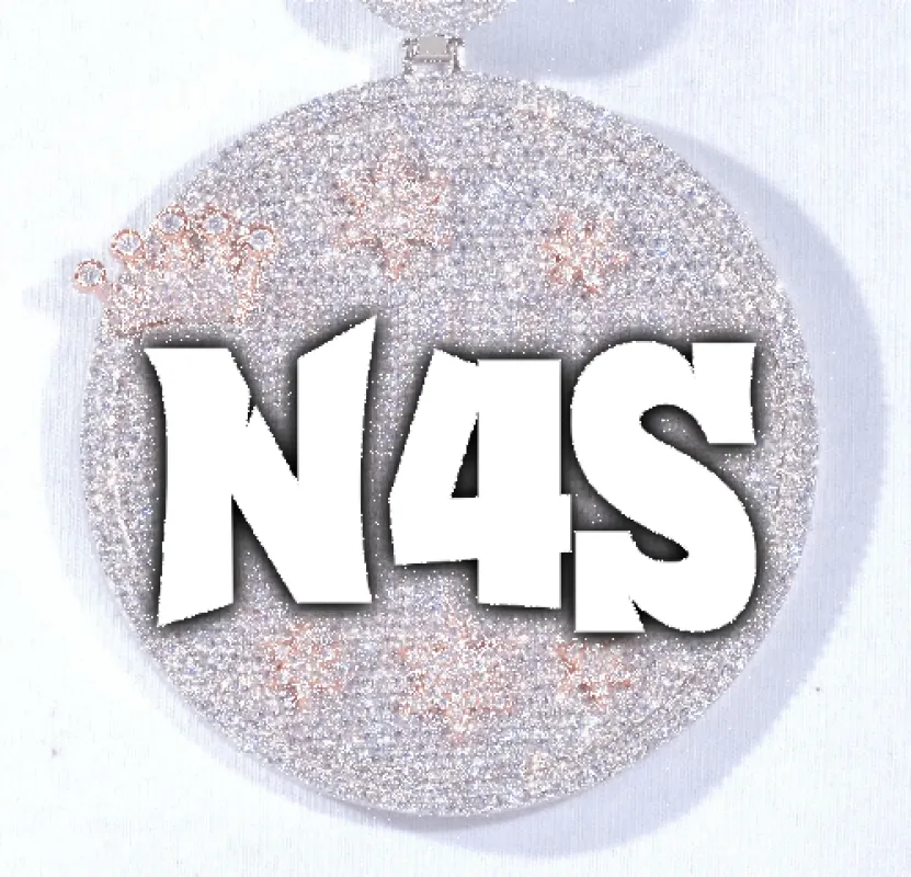 CUSTOM LETTER NECKLACE 3D BIG CROWN DISC sold by The GUU Shop