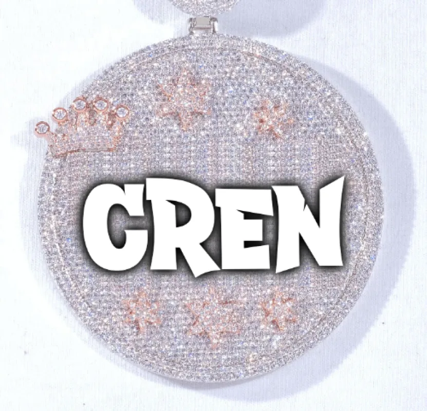 CUSTOM LETTER NECKLACE 3D BIG CROWN DISC sold by The GUU Shop