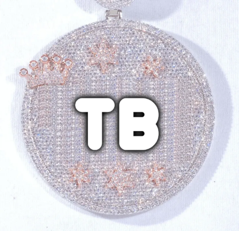 CUSTOM LETTER NECKLACE 3D BIG CROWN DISC sold by The GUU Shop