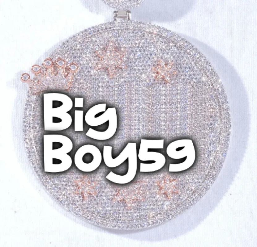 CUSTOM LETTER NECKLACE 3D BIG CROWN DISC sold by The GUU Shop