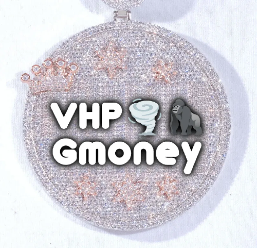 CUSTOM LETTER NECKLACE 3D BIG CROWN DISC sold by The GUU Shop