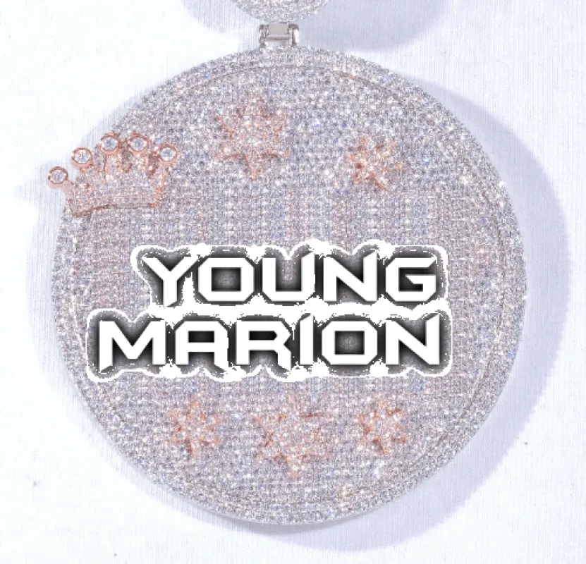 CUSTOM LETTER NECKLACE 3D BIG CROWN DISC sold by The GUU Shop