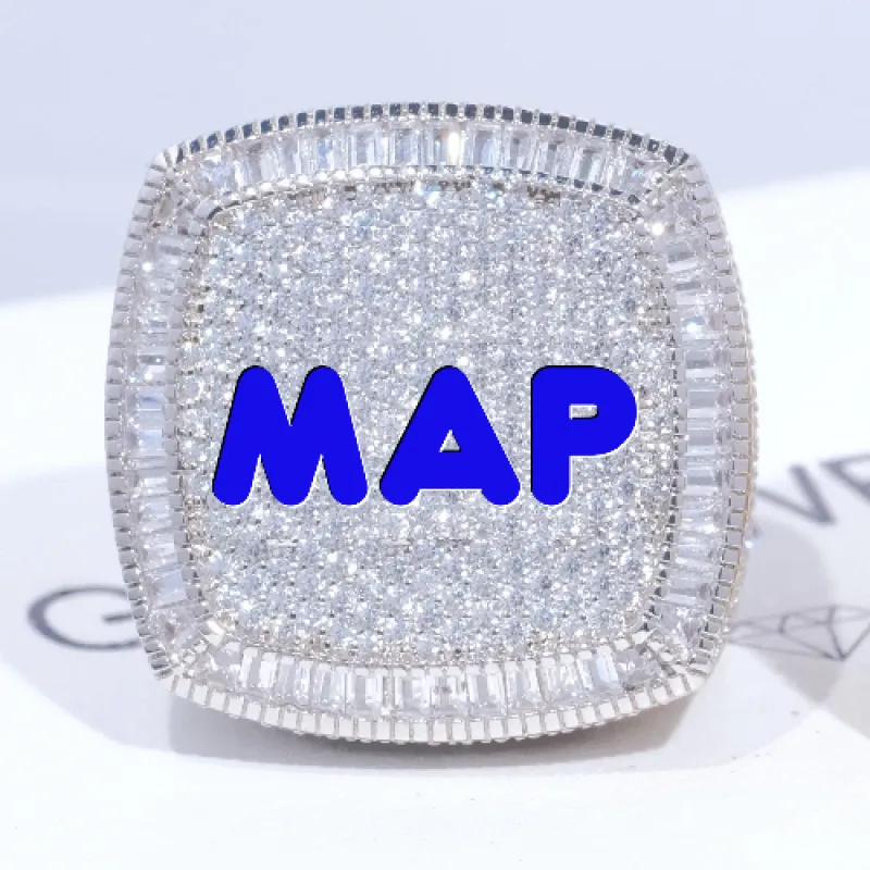 CUSTOM LETTER 3D ICED RING sold by The GUU Shop