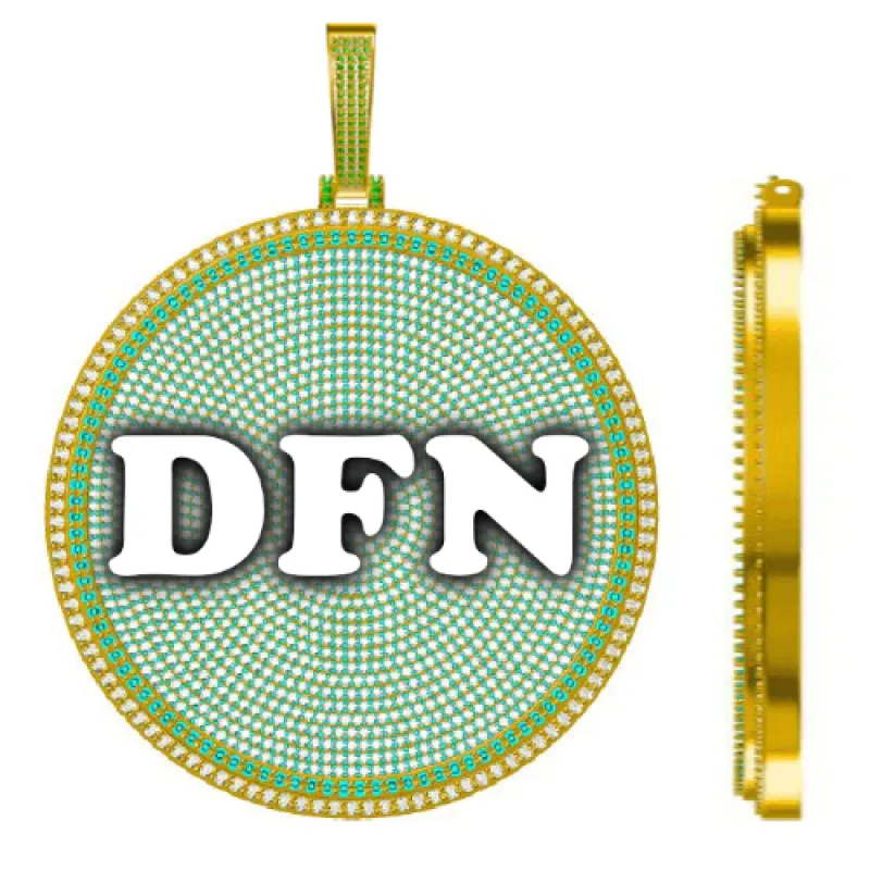 CUSTOM LETTER NECKLACE 3D BIG DISC sold by The GUU Shop