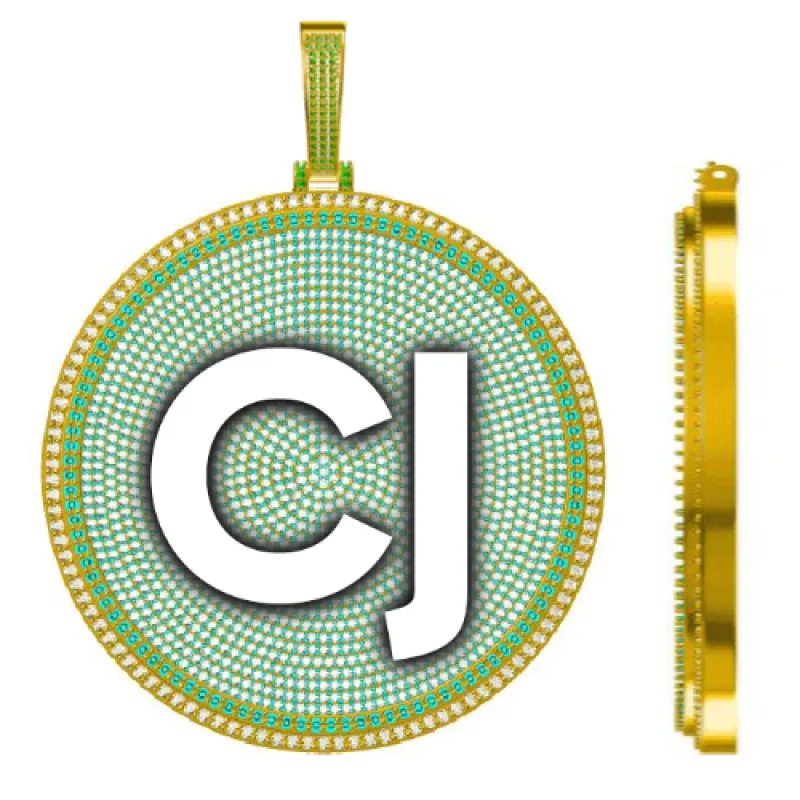 CUSTOM LETTER NECKLACE 3D BIG DISC sold by The GUU Shop