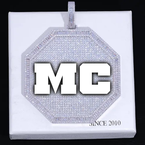 CUSTOM LETTER NECKLACE 3D BIG OCTAGON sold by The GUU Shop