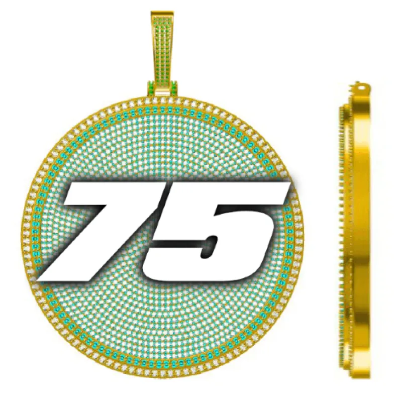 CUSTOM LETTER NECKLACE 3D BIG DISC sold by The GUU Shop