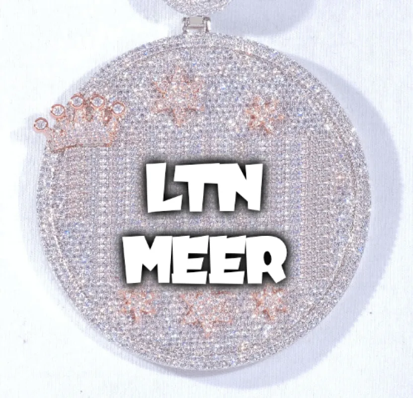 CUSTOM LETTER NECKLACE 3D BIG CROWN DISC sold by The GUU Shop