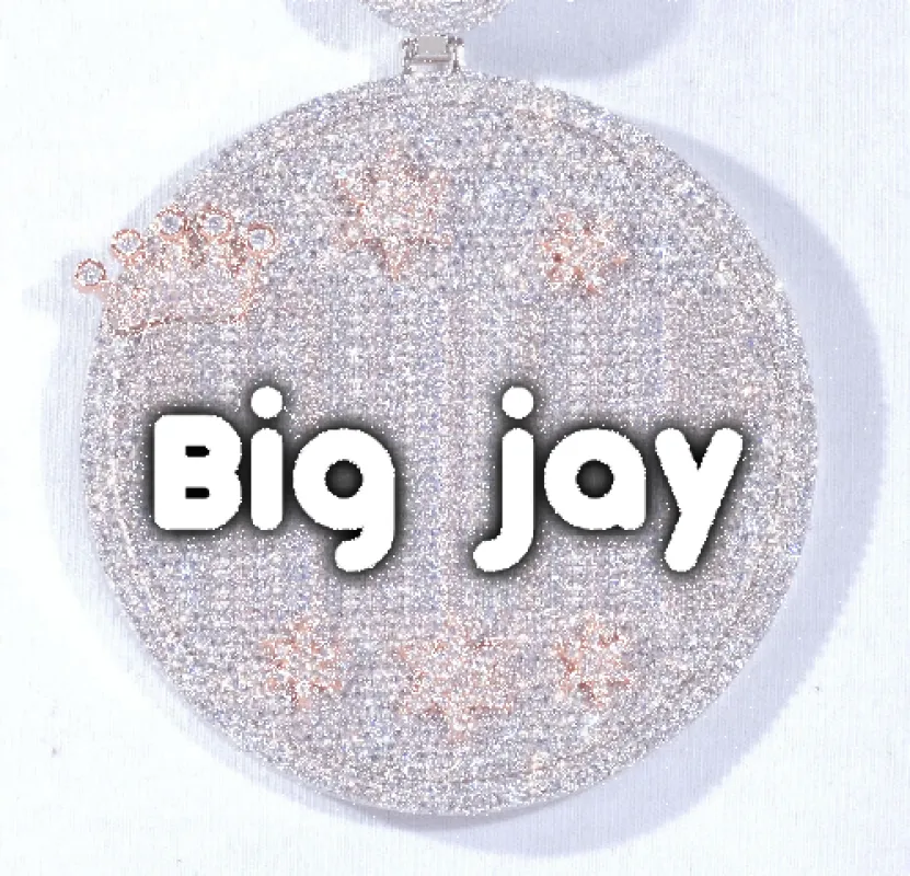 CUSTOM LETTER NECKLACE 3D BIG CROWN DISC sold by The GUU Shop