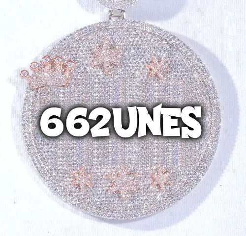 CUSTOM LETTER NECKLACE 3D BIG CROWN DISC sold by The GUU Shop