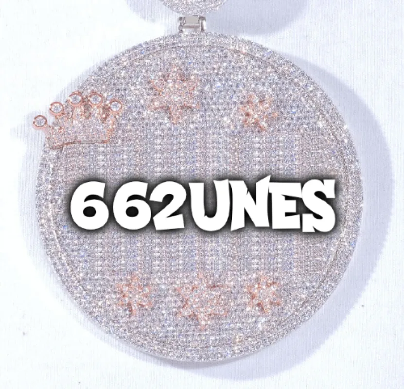 CUSTOM LETTER NECKLACE 3D BIG CROWN DISC sold by The GUU Shop