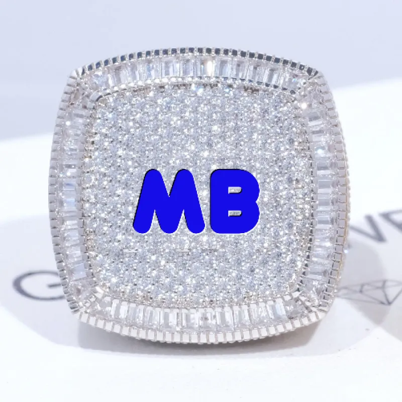 CUSTOM LETTER 3D ICED RING sold by The GUU Shop