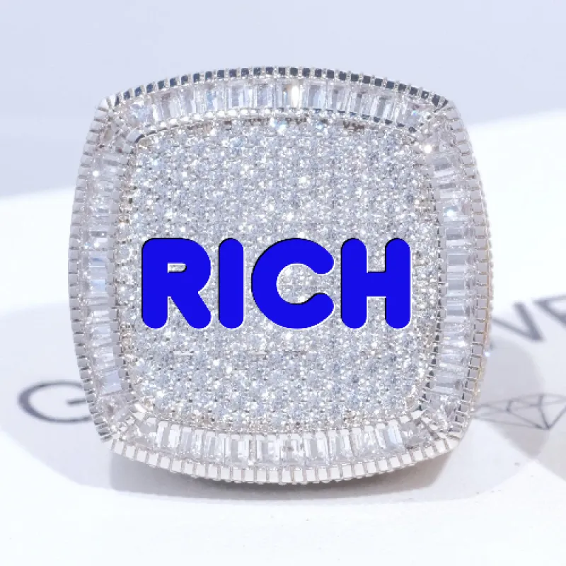 CUSTOM LETTER 3D ICED RING sold by The GUU Shop