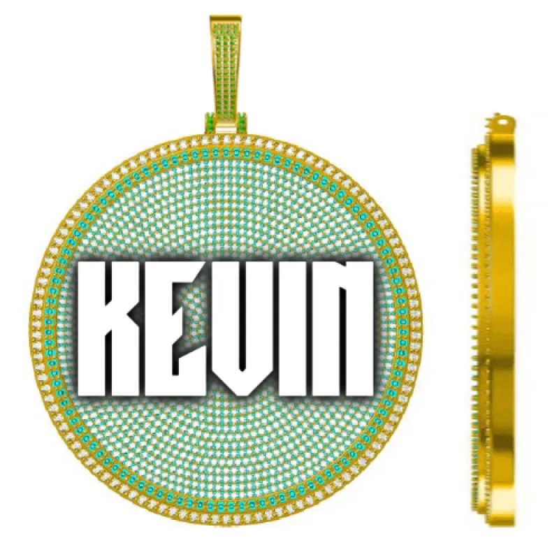 CUSTOM LETTER NECKLACE 3D BIG DISC sold by The GUU Shop