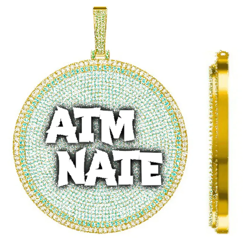 CUSTOM LETTER NECKLACE 3D BIG DISC sold by The GUU Shop