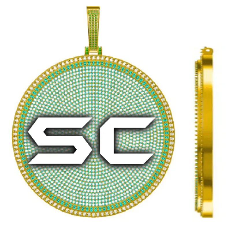 CUSTOM LETTER NECKLACE 3D BIG DISC sold by The GUU Shop