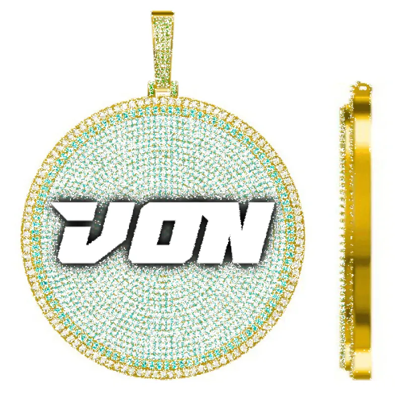 CUSTOM LETTER NECKLACE 3D BIG DISC sold by The GUU Shop