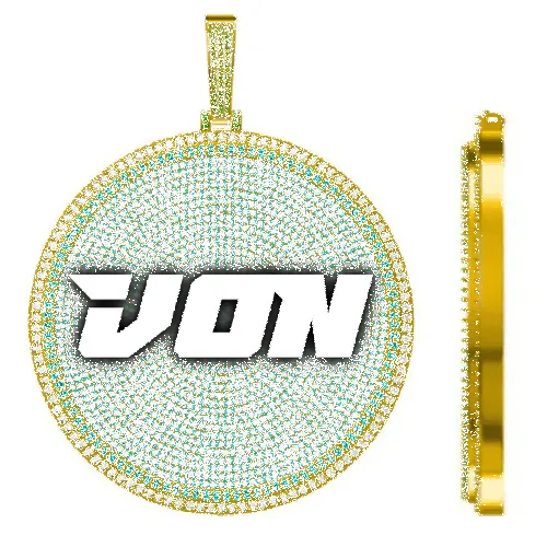 CUSTOM LETTER NECKLACE 3D BIG DISC sold by The GUU Shop