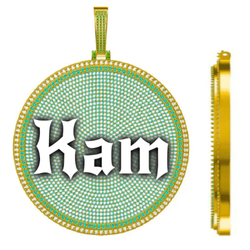 CUSTOM LETTER NECKLACE 3D BIG DISC sold by The GUU Shop