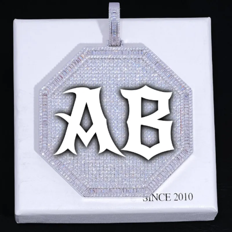 CUSTOM LETTER NECKLACE 3D BIG OCTAGON sold by The GUU Shop