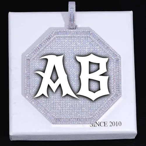 CUSTOM LETTER NECKLACE 3D BIG OCTAGON sold by The GUU Shop