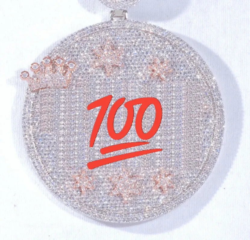 CUSTOM LETTER NECKLACE 3D BIG CROWN DISC sold by The GUU Shop