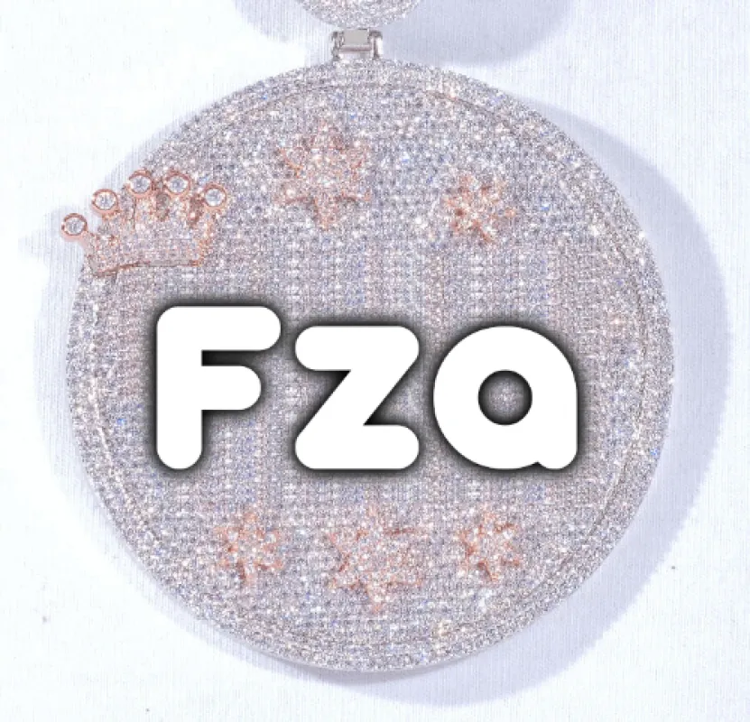 CUSTOM LETTER NECKLACE 3D BIG CROWN DISC sold by The GUU Shop