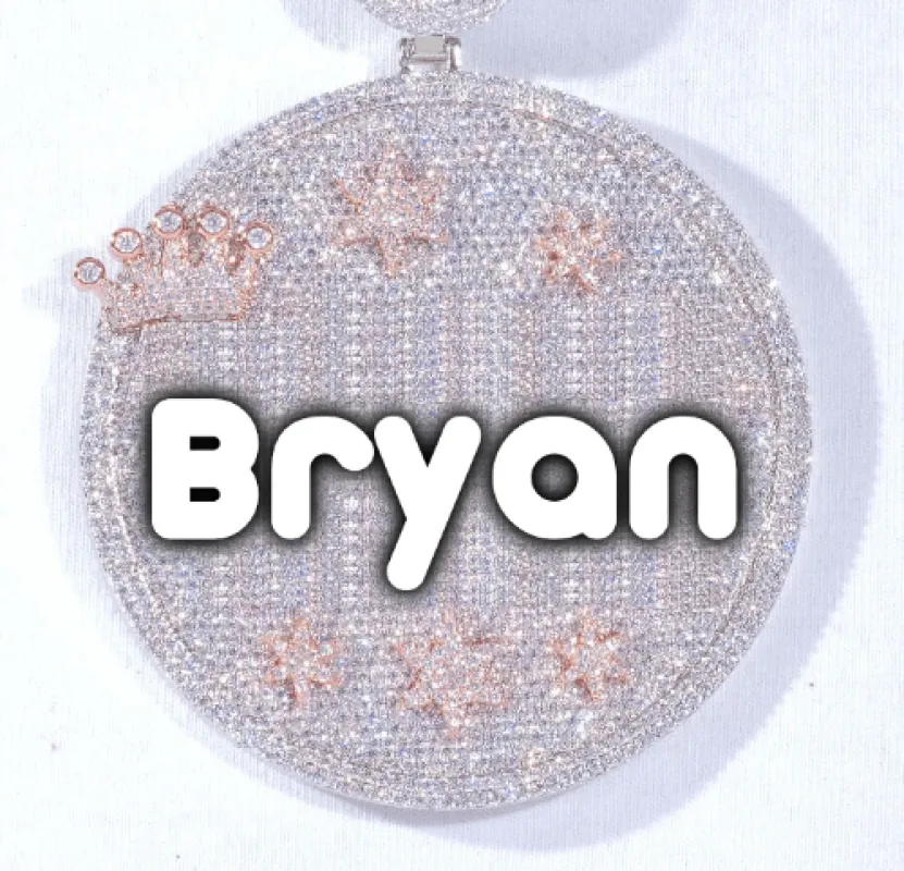 CUSTOM LETTER NECKLACE 3D BIG CROWN DISC sold by The GUU Shop