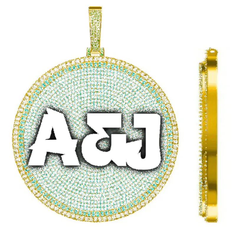 CUSTOM LETTER NECKLACE 3D BIG DISC sold by The GUU Shop