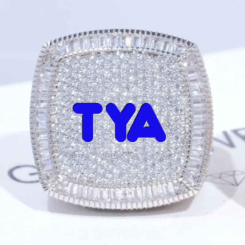 CUSTOM LETTER 3D ICED RING sold by The GUU Shop