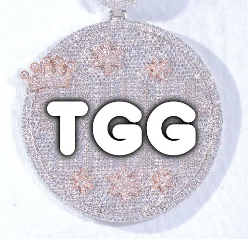 CUSTOM LETTER NECKLACE 3D BIG CROWN DISC sold by The GUU Shop