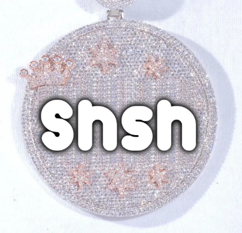 CUSTOM LETTER NECKLACE 3D BIG CROWN DISC sold by The GUU Shop