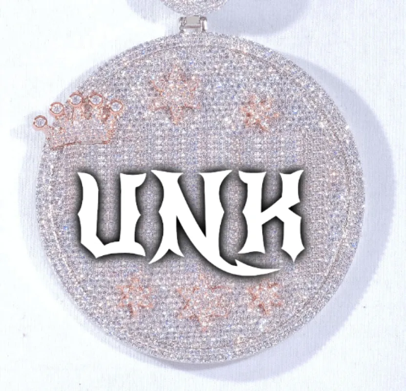 CUSTOM LETTER NECKLACE 3D BIG CROWN DISC sold by The GUU Shop