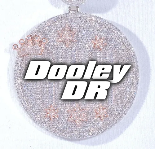 CUSTOM LETTER NECKLACE 3D BIG CROWN DISC sold by The GUU Shop