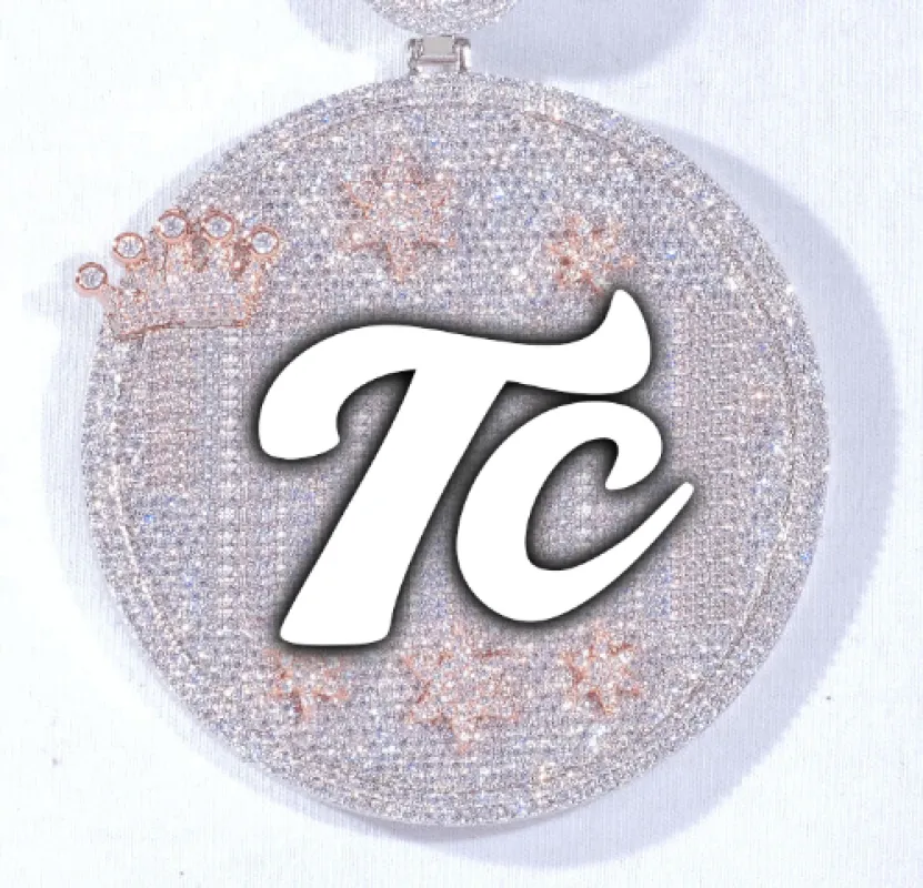 CUSTOM LETTER NECKLACE 3D BIG CROWN DISC sold by The GUU Shop