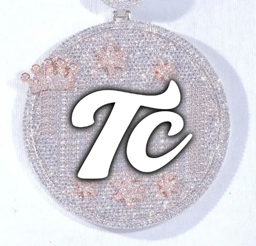 CUSTOM LETTER NECKLACE 3D BIG CROWN DISC sold by The GUU Shop