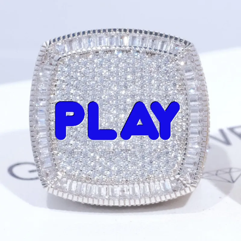 CUSTOM LETTER 3D ICED RING sold by The GUU Shop