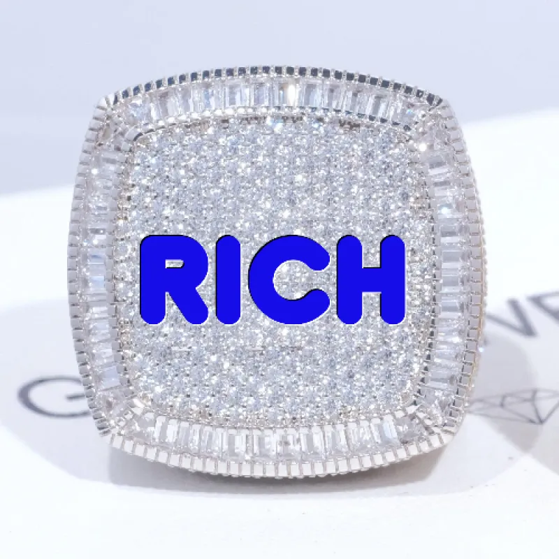 CUSTOM LETTER 3D ICED RING sold by The GUU Shop