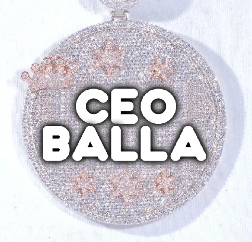 CUSTOM LETTER NECKLACE 3D BIG CROWN DISC sold by The GUU Shop