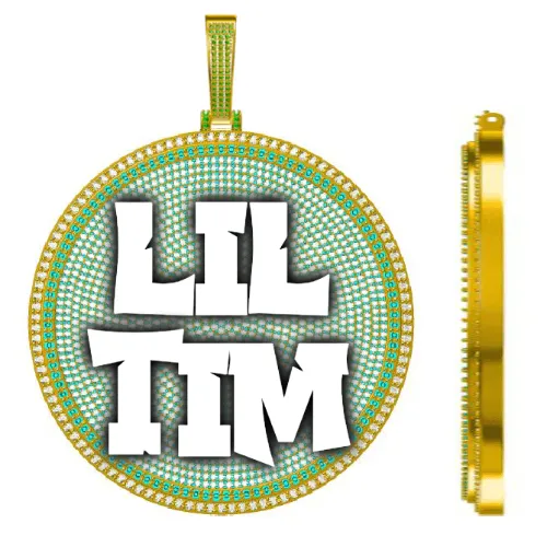 CUSTOM LETTER NECKLACE 3D BIG DISC sold by The GUU Shop