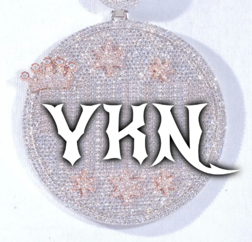 CUSTOM LETTER NECKLACE 3D BIG CROWN DISC sold by The GUU Shop