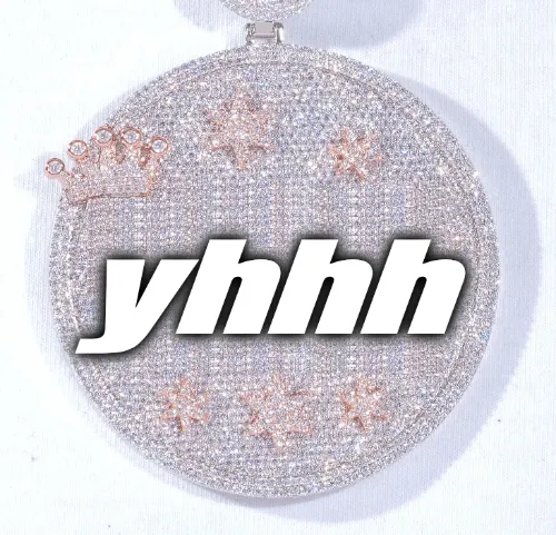 CUSTOM LETTER NECKLACE 3D BIG CROWN DISC sold by The GUU Shop