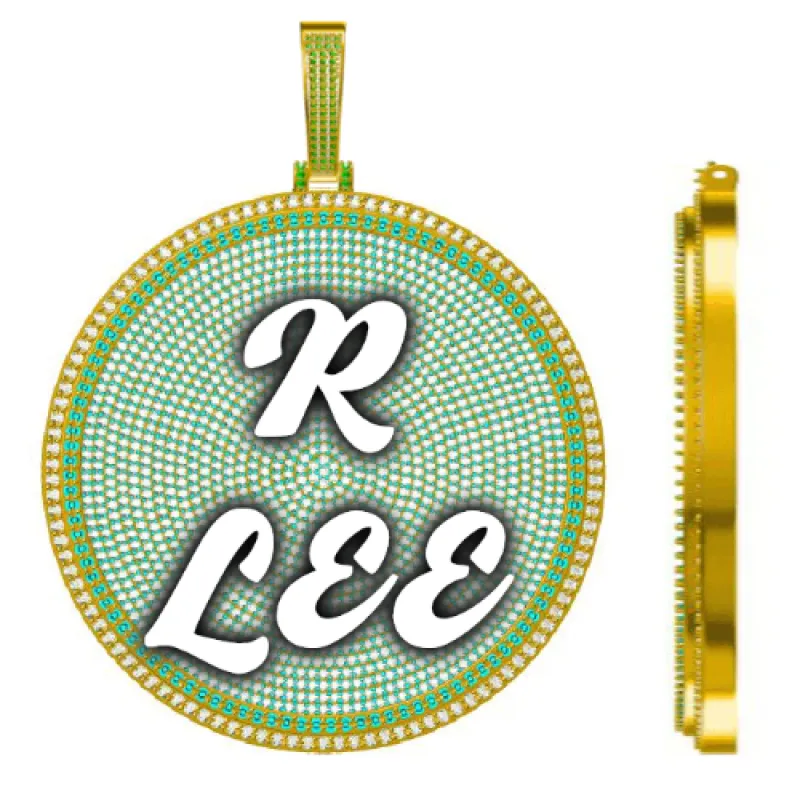 CUSTOM LETTER NECKLACE 3D BIG DISC sold by The GUU Shop