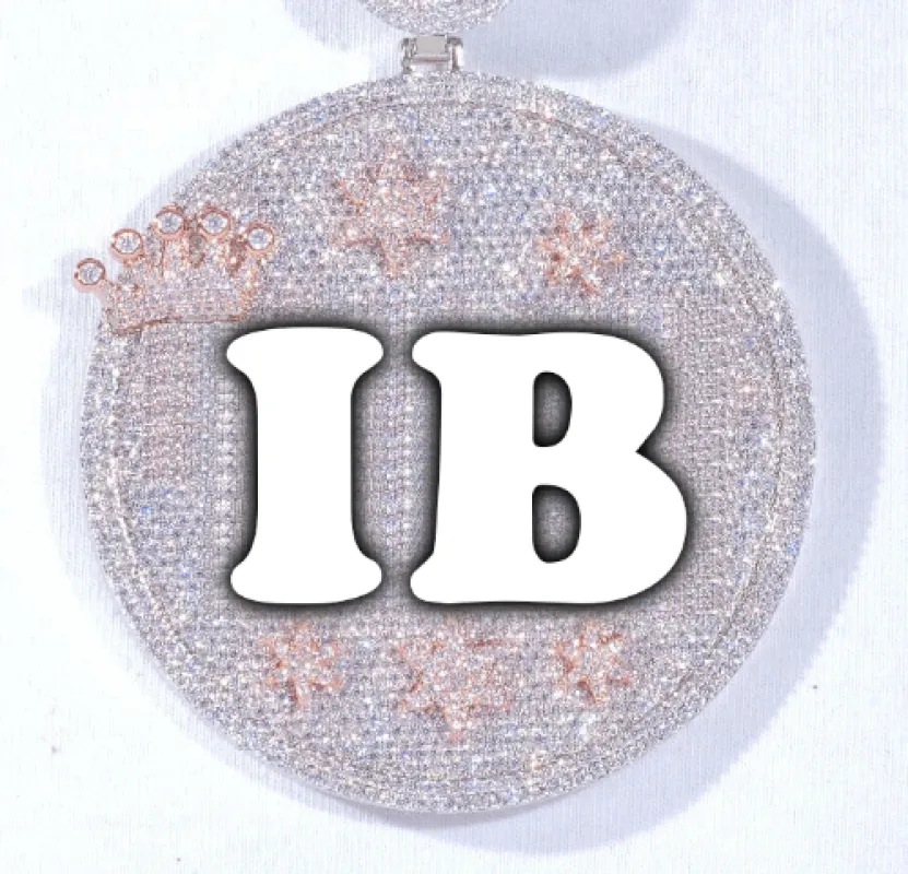 CUSTOM LETTER NECKLACE 3D BIG CROWN DISC sold by The GUU Shop