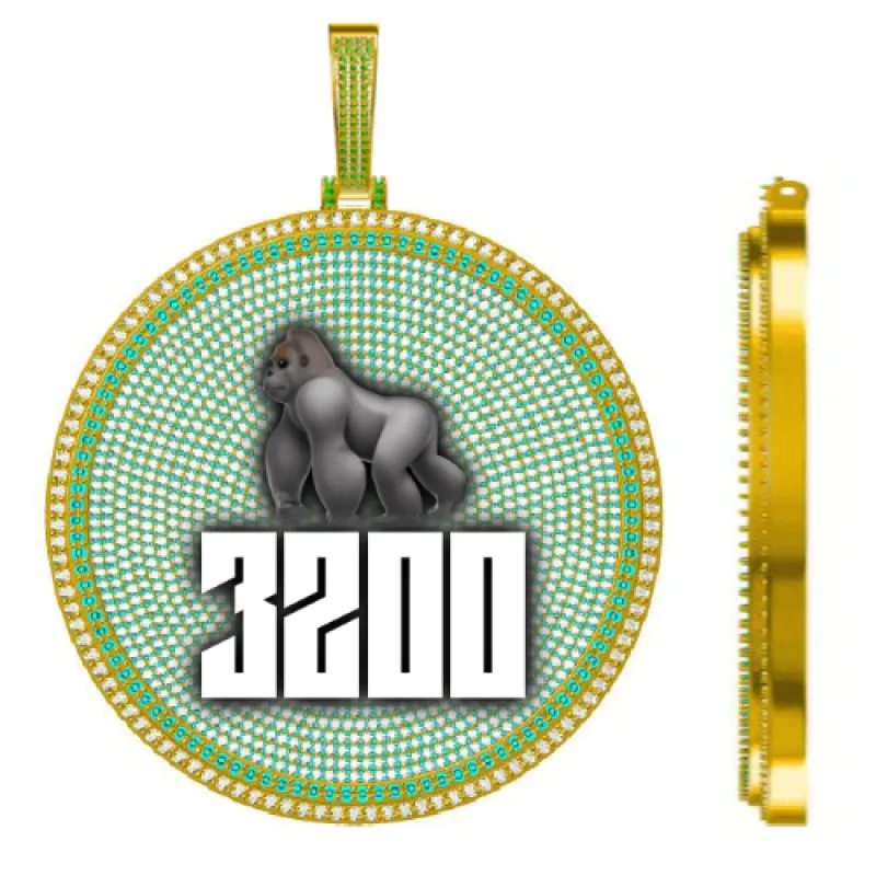 CUSTOM LETTER NECKLACE 3D BIG DISC sold by The GUU Shop