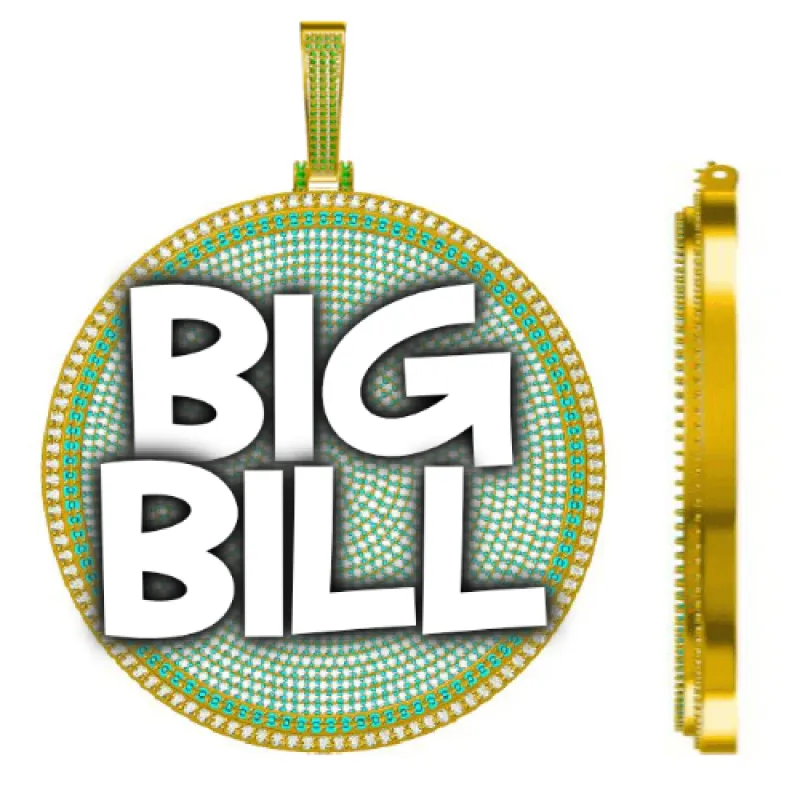 CUSTOM LETTER NECKLACE 3D BIG DISC sold by The GUU Shop